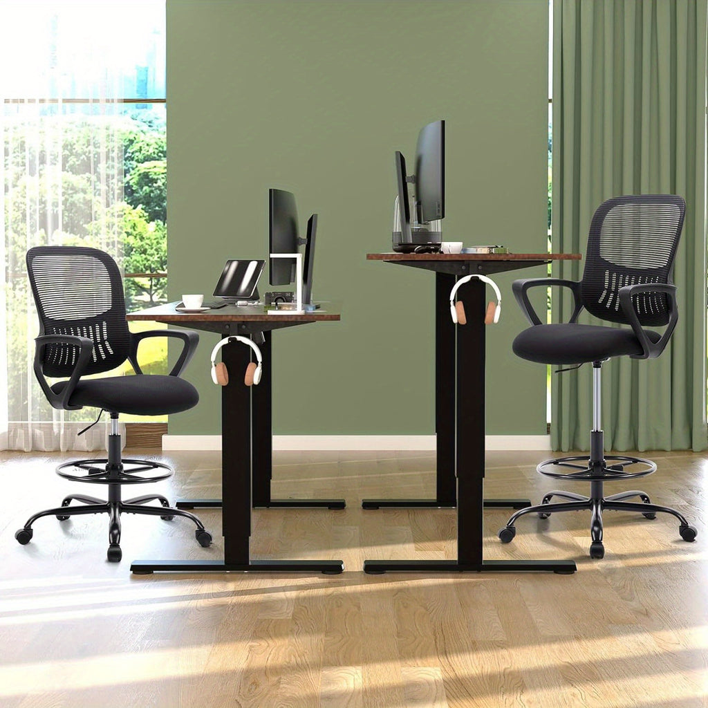 Home Office Drafting Chair Standing Desk Chair Tall Office Chair for Standing Desk, Tall Desk Chair Counter Height Adjustable Office Chairs with Comfortable Armrests, Bundle Pack