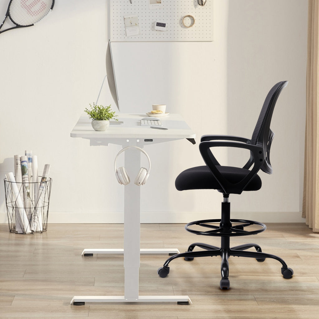 Home Office Drafting Chair Standing Desk Chair Tall Office Chair for Standing Desk, Tall Desk Chair Counter Height Adjustable Office Chairs with Comfortable Armrests, Bundle Pack