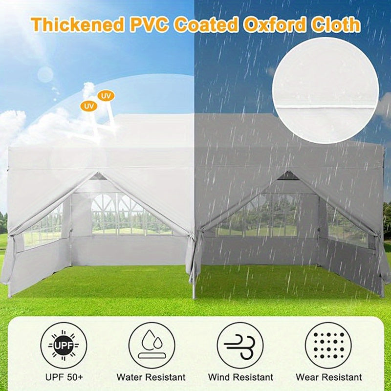 10X20Ft Heavy Duty Canopy, Pop-Up Design with 6 Side Walls, Suitable for Party Events Weddings, Roller Pack, Upgraded Thickened Hexagonal Legs