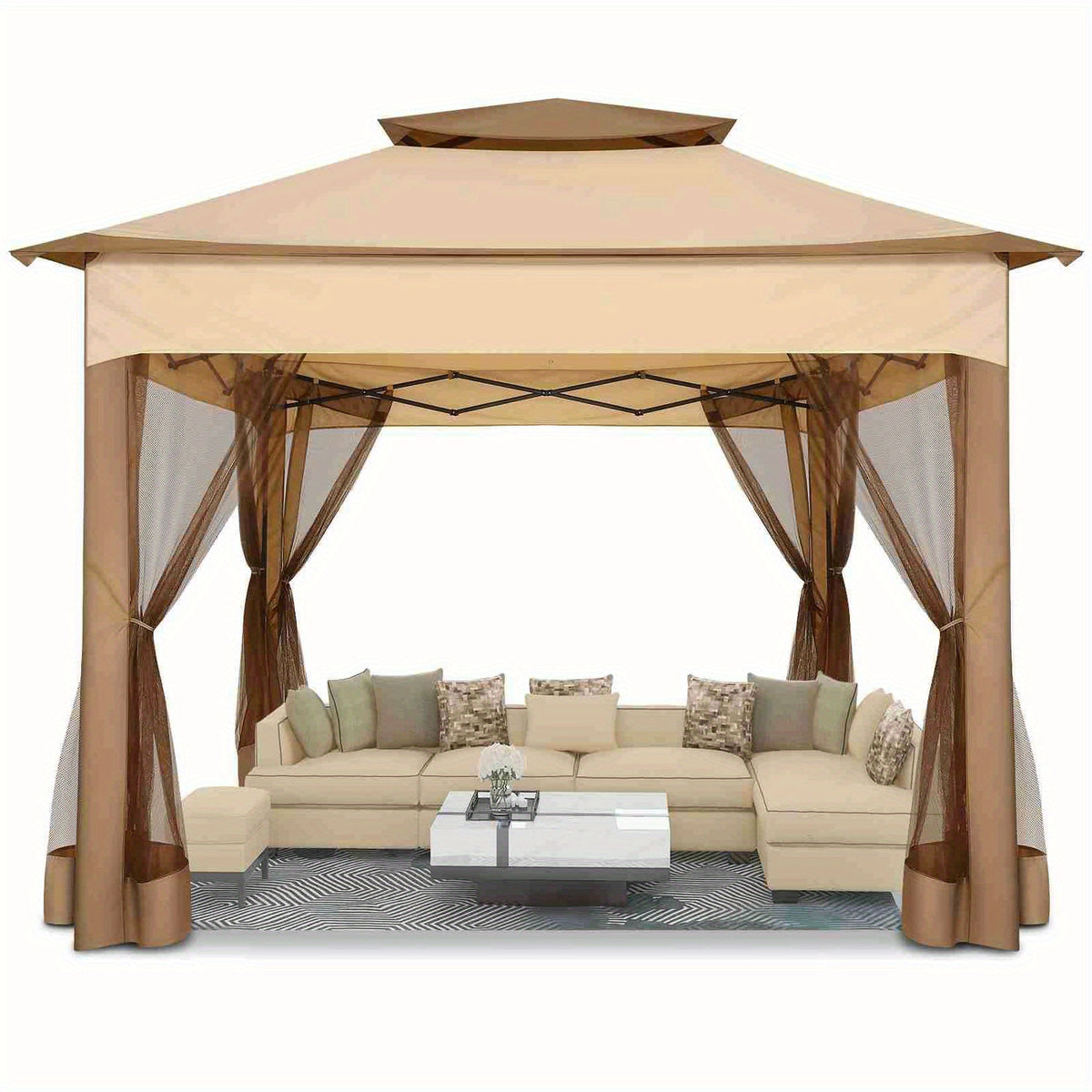 12ft×12ft/11x11ft Pop-up Patio Gazebo, Outdoor Gazebo with Mosquito Net, Double Roof Ventilation, 121 Square Feet Shade, Suitable for Lawns, Gardens, Backyards, and Decks