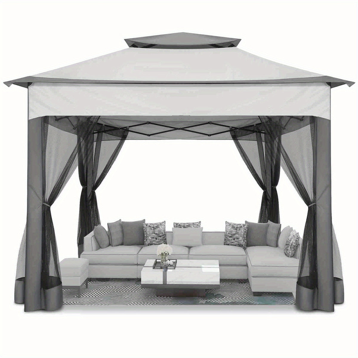 12ft×12ft/11x11ft Pop-up Patio Gazebo, Outdoor Gazebo with Mosquito Net, Double Roof Ventilation, 121 Square Feet Shade, Suitable for Lawns, Gardens, Backyards, and Decks