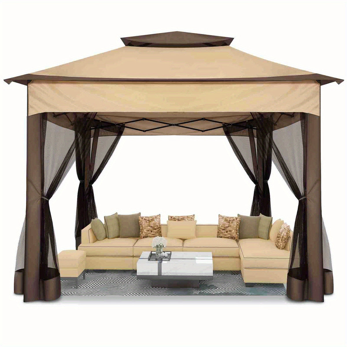 12ft×12ft/11x11ft Pop-up Patio Gazebo, Outdoor Gazebo with Mosquito Net, Double Roof Ventilation, 121 Square Feet Shade, Suitable for Lawns, Gardens, Backyards, and Decks