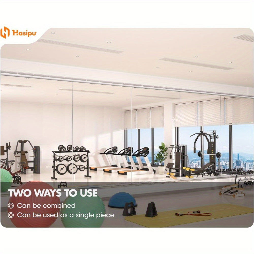 Hasipu Home Gym Mirror Large Full Body Mirror for Yoga, Large Wall Mirror Full Length for Fitness, Garage, Dance Studio, 0.16in Tempered Glass Frameless Mirror-1pc/2pcs/3pcs