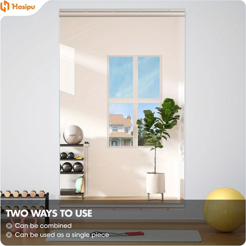 Hasipu Home Gym Mirror Large Full Body Mirror for Yoga, Large Wall Mirror Full Length for Fitness, Garage, Dance Studio, 0.16in Tempered Glass Frameless Mirror-1pc/2pcs/3pcs
