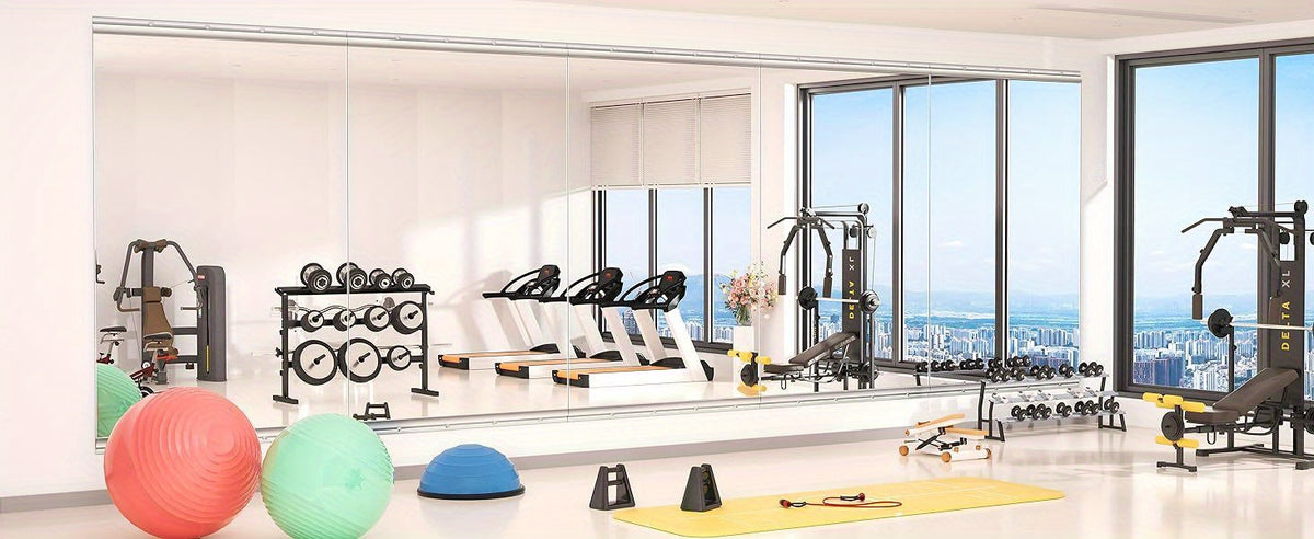 Hasipu Home Gym Mirror Large Full Body Mirror for Yoga, Large Wall Mirror Full Length for Fitness, Garage, Dance Studio, 0.16in Tempered Glass Frameless Mirror-1pc/2pcs/3pcs
