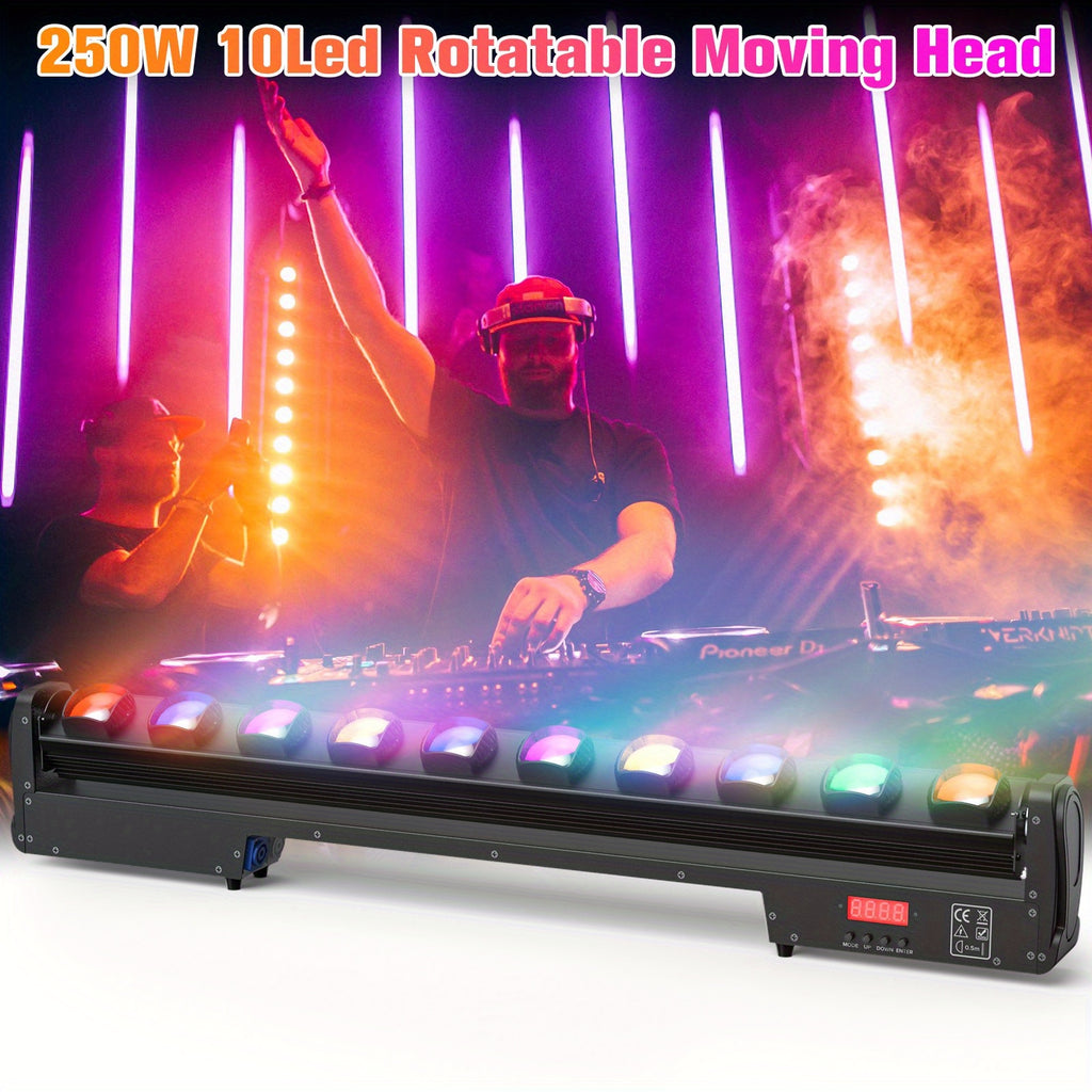 [Christmas Wedding] 250W 10Leds RGBW Stage Light Bar, Moving Head DMX Light Bar, DJ Lights Bar, 150 Degree Rotation Beam Wall Washer Light with DMX512 Control Auto Sound Activated for Christmas Wedding