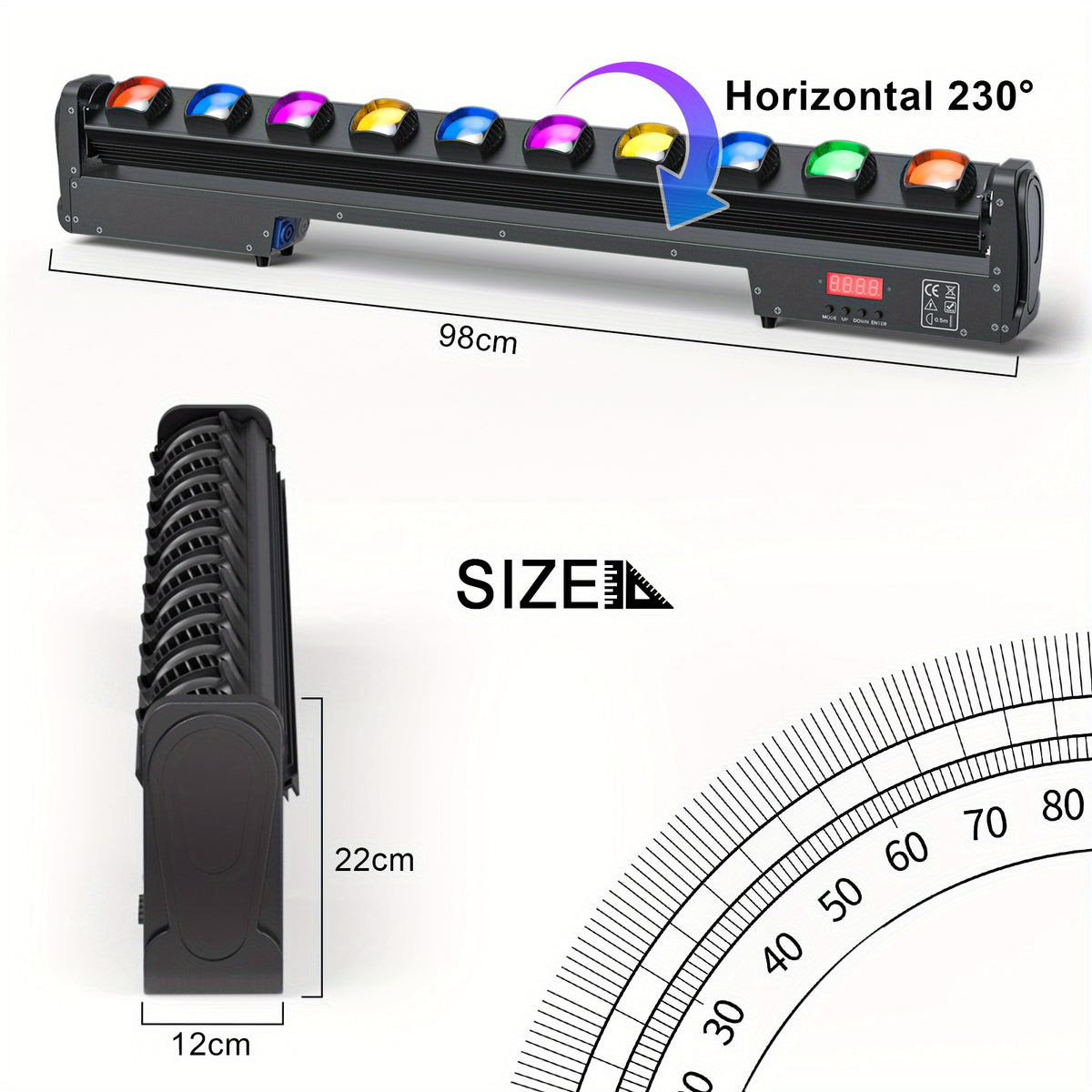 [Christmas Wedding] 250W 10Leds RGBW Stage Light Bar, Moving Head DMX Light Bar, DJ Lights Bar, 150 Degree Rotation Beam Wall Washer Light with DMX512 Control Auto Sound Activated for Christmas Wedding
