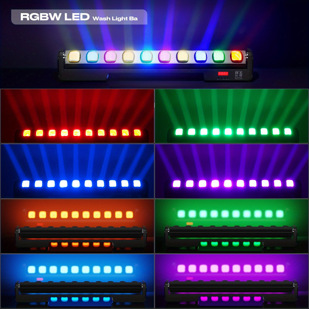 [Christmas Wedding] 250W 10Leds RGBW Stage Light Bar, Moving Head DMX Light Bar, DJ Lights Bar, 150 Degree Rotation Beam Wall Washer Light with DMX512 Control Auto Sound Activated for Christmas Wedding