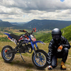 Dirt Bike 50cc Two-Stroke Mini Mountain Motorcycle with Front and Rear Disc Brakes and Top Speed Up to 25 mph