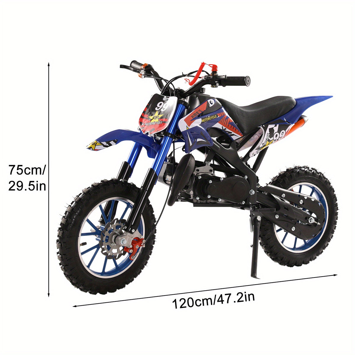 Dirt Bike, Mini Mountain Motorcycle, Gas-Powered Dirt Bike, 2 Stroke Ride on Bike, Pocket Motorcycle with Front And Rear Disc Brakes, Top Speed of 25Mph, 50CC Dirt Bike, Birthday Gift, Without Battery