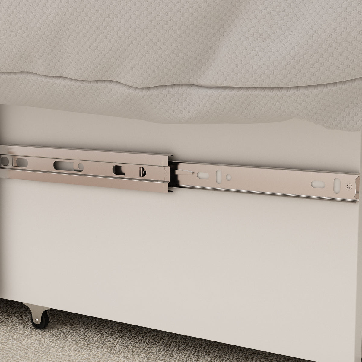 Murphy Bed Chest with Charging Station & Drawer, Murphy Chest Bed Space-Saving Folding Murphy Bed, White