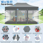 10x15ft Pop Up Tent, Canopy with Side Walls and Mesh, Includes Handbag, Enhanced Construction for Strength & Stability, Easy Setup, Perfect for Parties in Gardens, Lawns, Terraces, and Outdoor Festivals