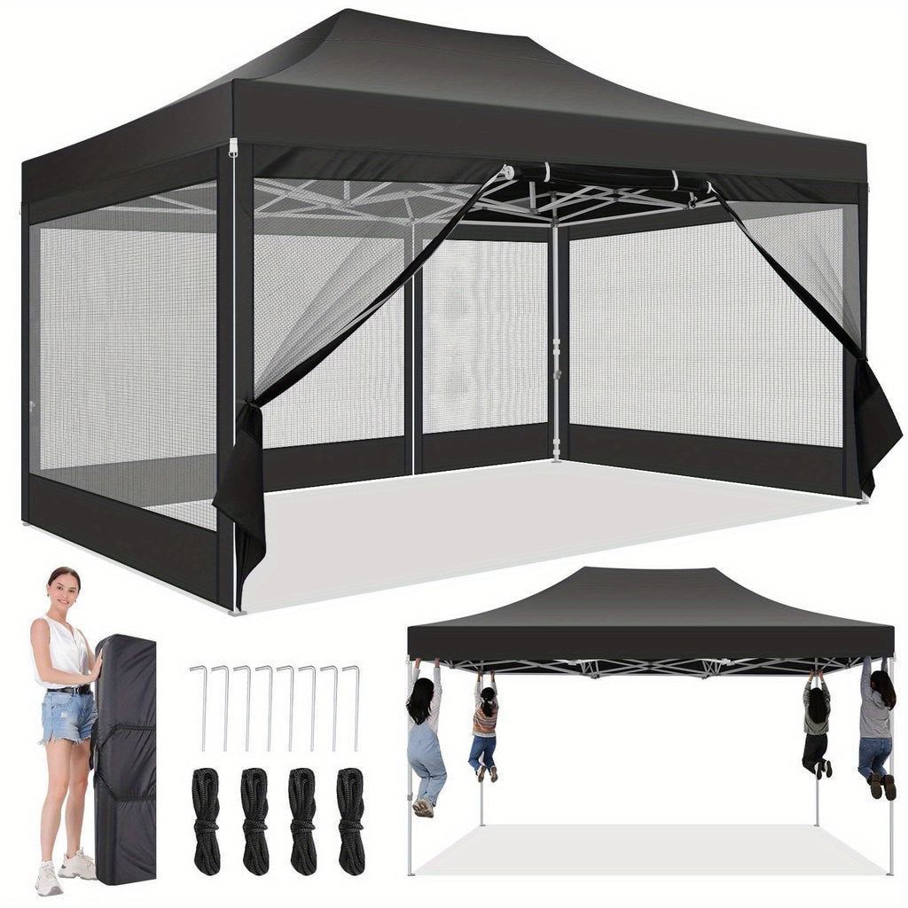 10x15ft Pop Up Tent, Canopy with Side Walls and Mesh, Includes Handbag, Enhanced Construction for Strength & Stability, Easy Setup, Perfect for Parties in Gardens, Lawns, Terraces, and Outdoor Festivals
