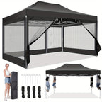 10x15ft Pop Up Tent, Canopy with Side Walls and Mesh, Includes Handbag, Enhanced Construction for Strength & Stability, Easy Setup, Perfect for Parties in Gardens, Lawns, Terraces, and Outdoor Festivals