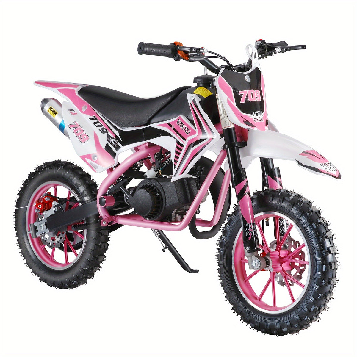 A 47.24*27.56 Inch - Mini Motorcycle 49cc 2-stroke - Off-road Gas-powered Off-road - Off-road Mini Pocket Motorcycle - With Front And Rear Disc Brakes (pink) - Without Battery
