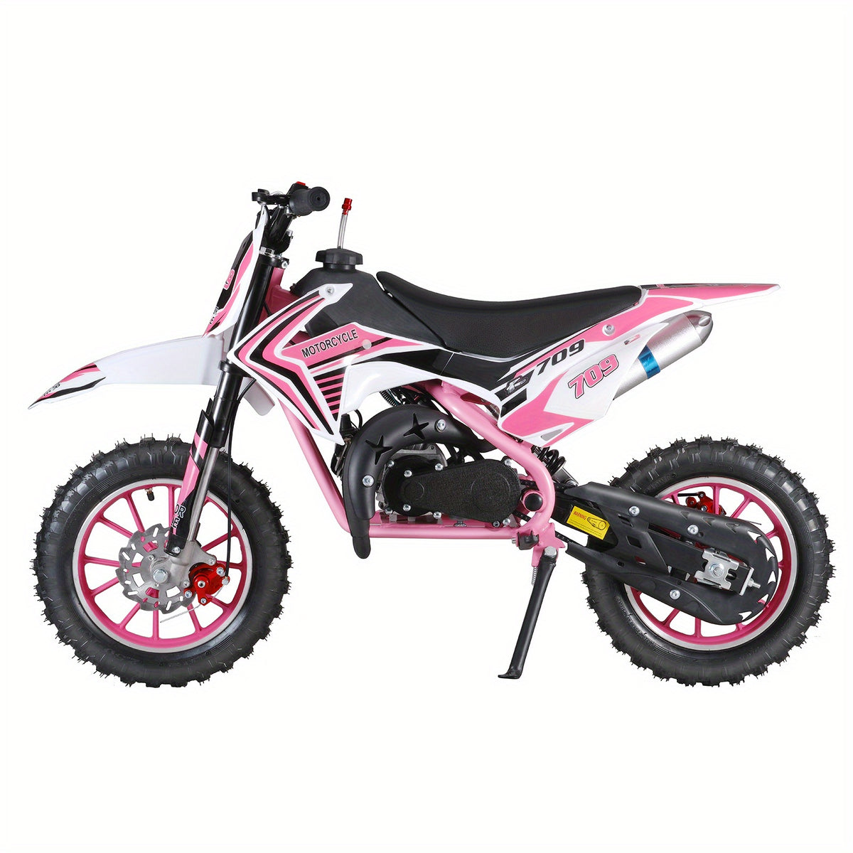A 47.24*27.56 Inch - Mini Motorcycle 49cc 2-stroke - Off-road Gas-powered Off-road - Off-road Mini Pocket Motorcycle - With Front And Rear Disc Brakes (pink) - Without Battery
