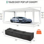10x20 Pop Up Canopy with 6 Sidewalls, Waterproof Canopy Outdoor Event Shelter UPF 50+ Gazebo Portable Tents for Parties Beach Camping Wedding Commercial