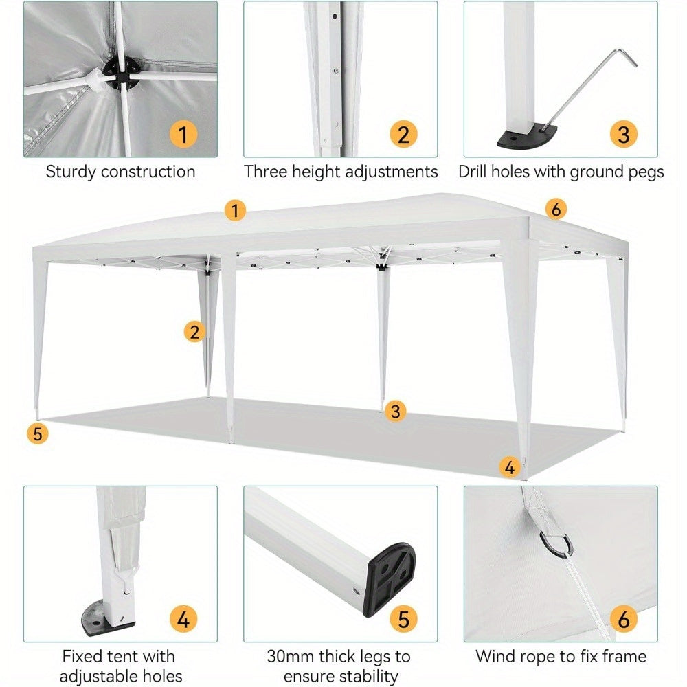 10x20 Pop Up Canopy with 6 Sidewalls, Waterproof Canopy Outdoor Event Shelter UPF 50+ Gazebo Portable Tents for Parties Beach Camping Wedding Commercial