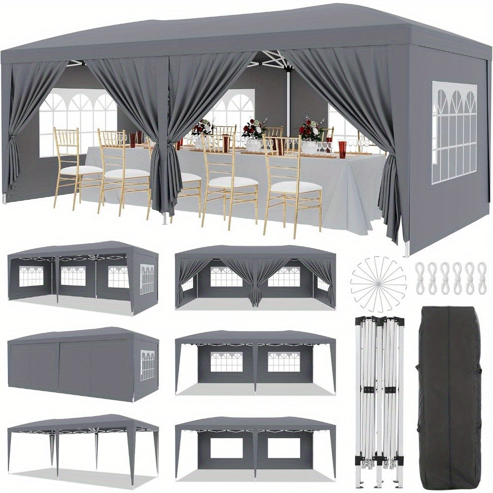 10x20 Pop Up Canopy with 6 Sidewalls, Waterproof Canopy Outdoor Event Shelter UPF 50+ Gazebo Portable Tents for Parties Beach Camping Wedding Commercial