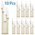 10 Sets Acrylic Candelabra Centerpieces 39.4" Tall Clear Candle Holders Pillar Taper Candlestick with Lampshades 5 Arm Floor Candelabra Stand for Wedding Christmas Ceremony Dinner Party Halloween Christmas