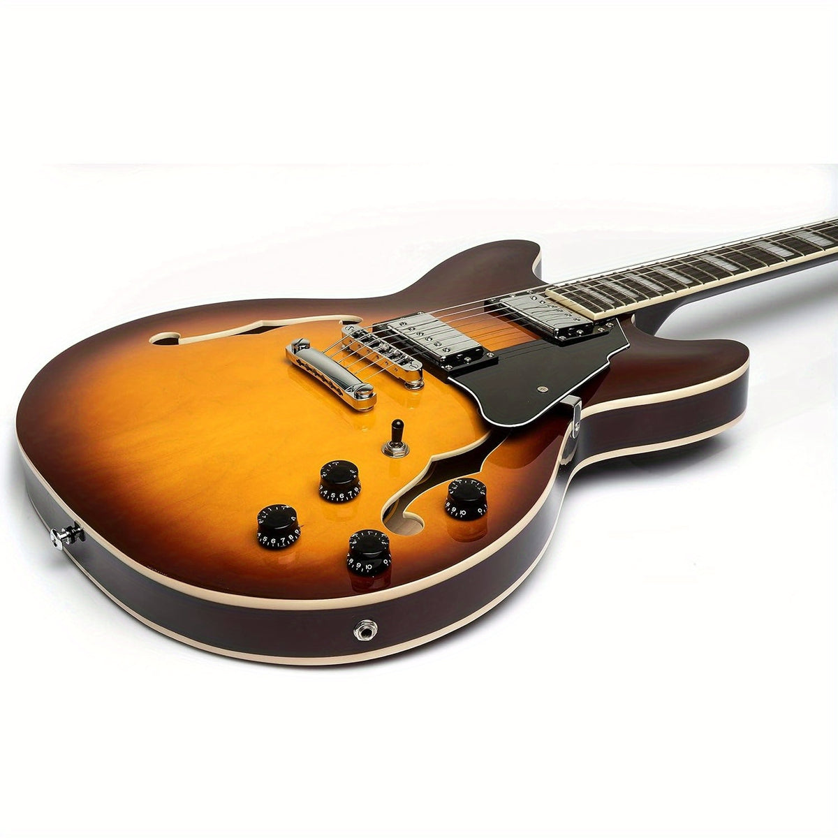Grote Full Scale Electric Guitar Semi-Hollow Body Guitar Stainless Steel Frets (Vintage Sunburst)