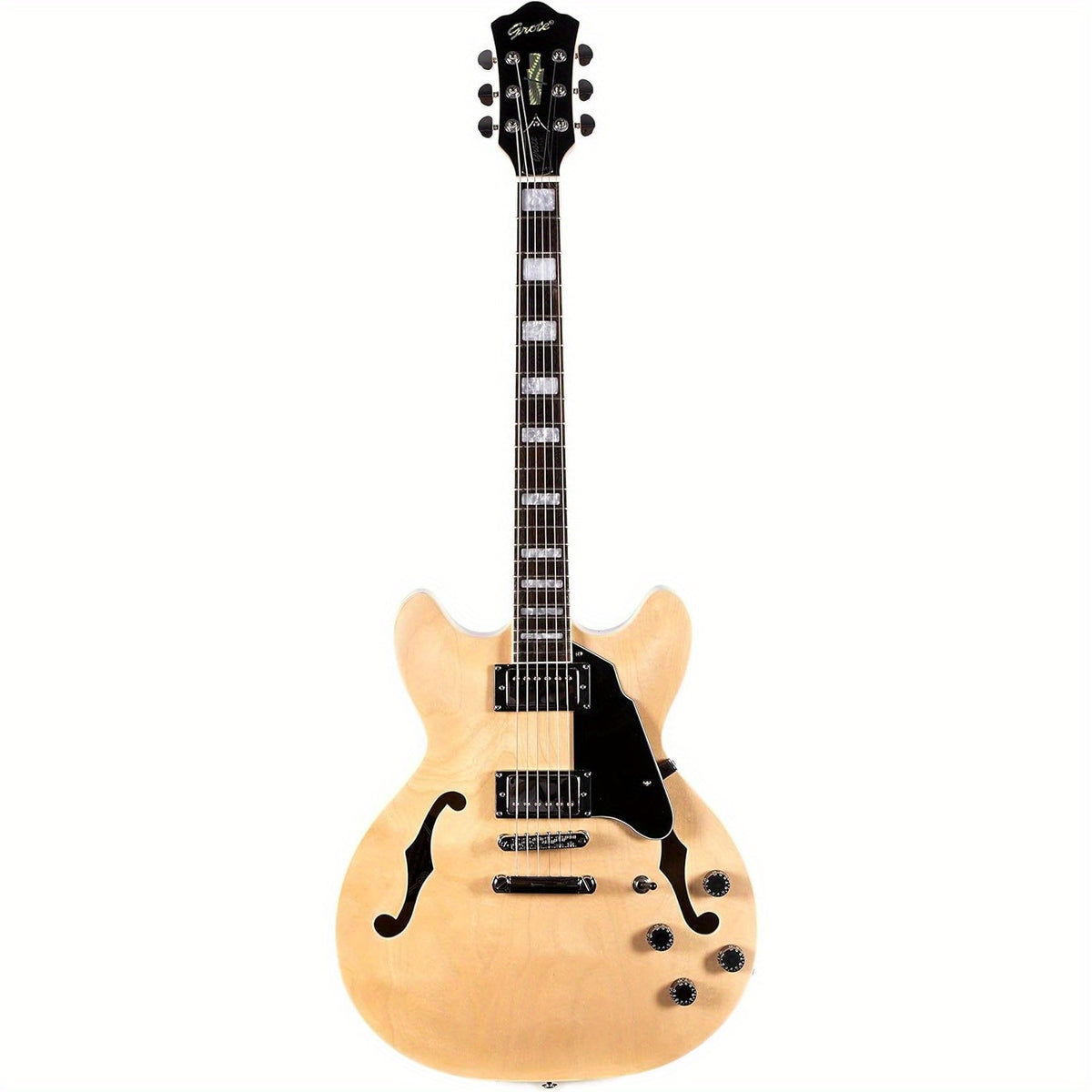 Semi-Hollow Electric Guitar, Grote Full-Scale Model with Stainless-Steel Frets and Vintage Sunburst Finish