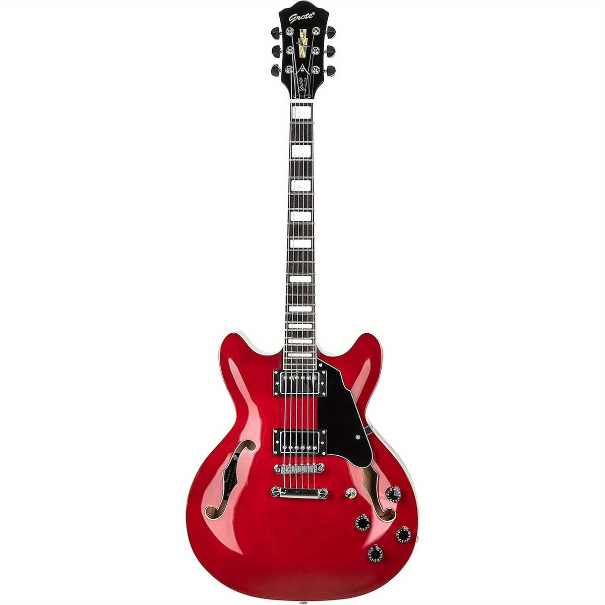 Grote Full Scale Electric Guitar Semi-Hollow Body Guitar Stainless Steel Frets (Vintage Sunburst)