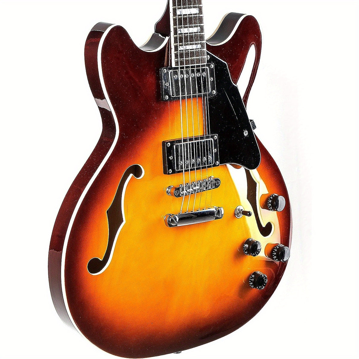 Grote Full Scale Electric Guitar Semi-Hollow Body Guitar Stainless Steel Frets (Vintage Sunburst)