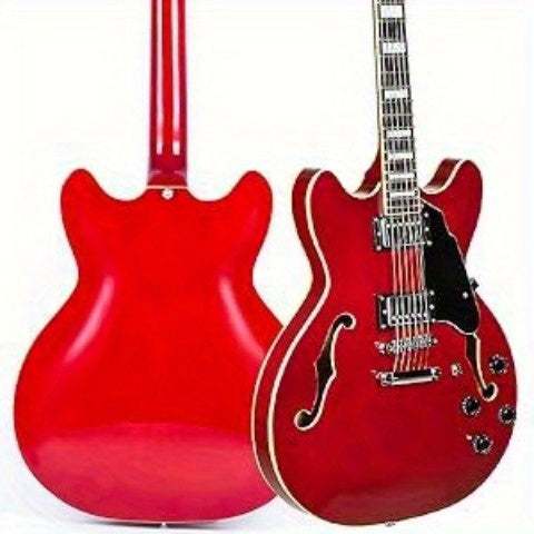 Grote Full Scale Electric Guitar Semi-Hollow Body Guitar Stainless Steel Frets (Vintage Sunburst)