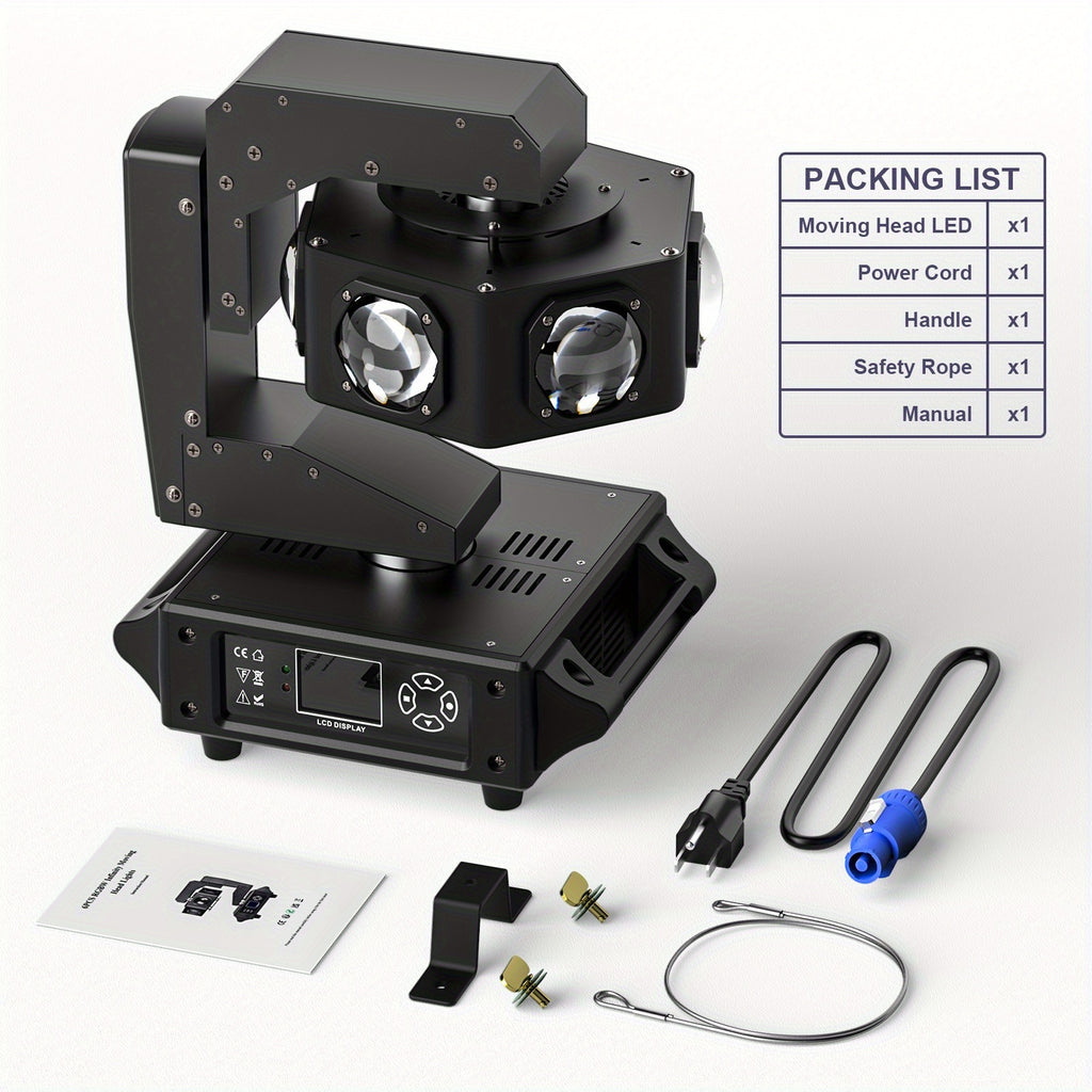 240W LED RGBW Moving Head Lights Single Flying Magnetic Light for DJ Disco Stage Prom Bar Party Dance Floor Club DMX512 14/16CH