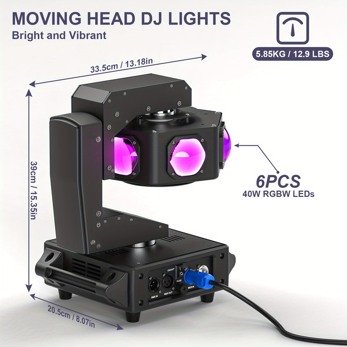 240W LED RGBW Moving Head Lights Single Flying Magnetic Light for DJ Disco Stage Prom Bar Party Dance Floor Club DMX512 14/16CH