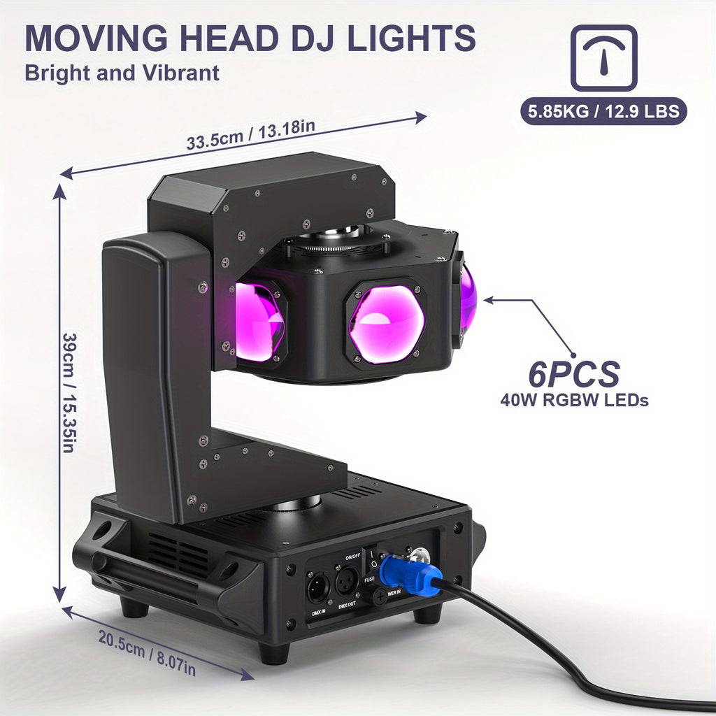 240W LED RGBW Moving Head Lights Single Flying Magnetic Light for DJ Disco Stage Prom Bar Party Dance Floor Club DMX512 14/16CH