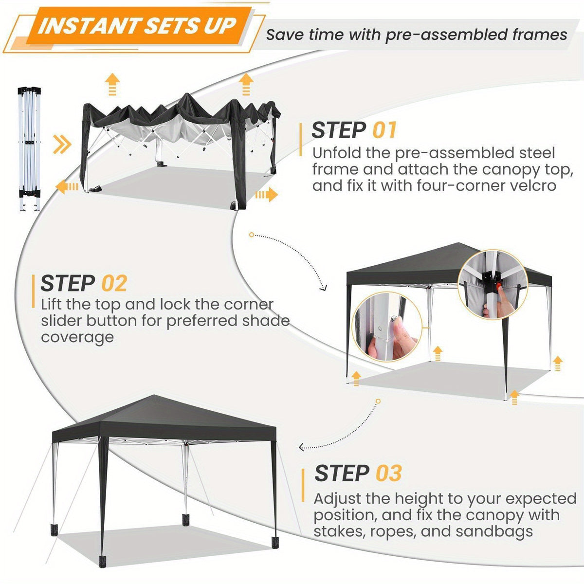 SANOPY 10x10ft Quick-setup Pop-up Tent | Fully Waterproof, Sunshade and UV Protection, Time-Saving and Portable, Perfect for Beach Enjoyment