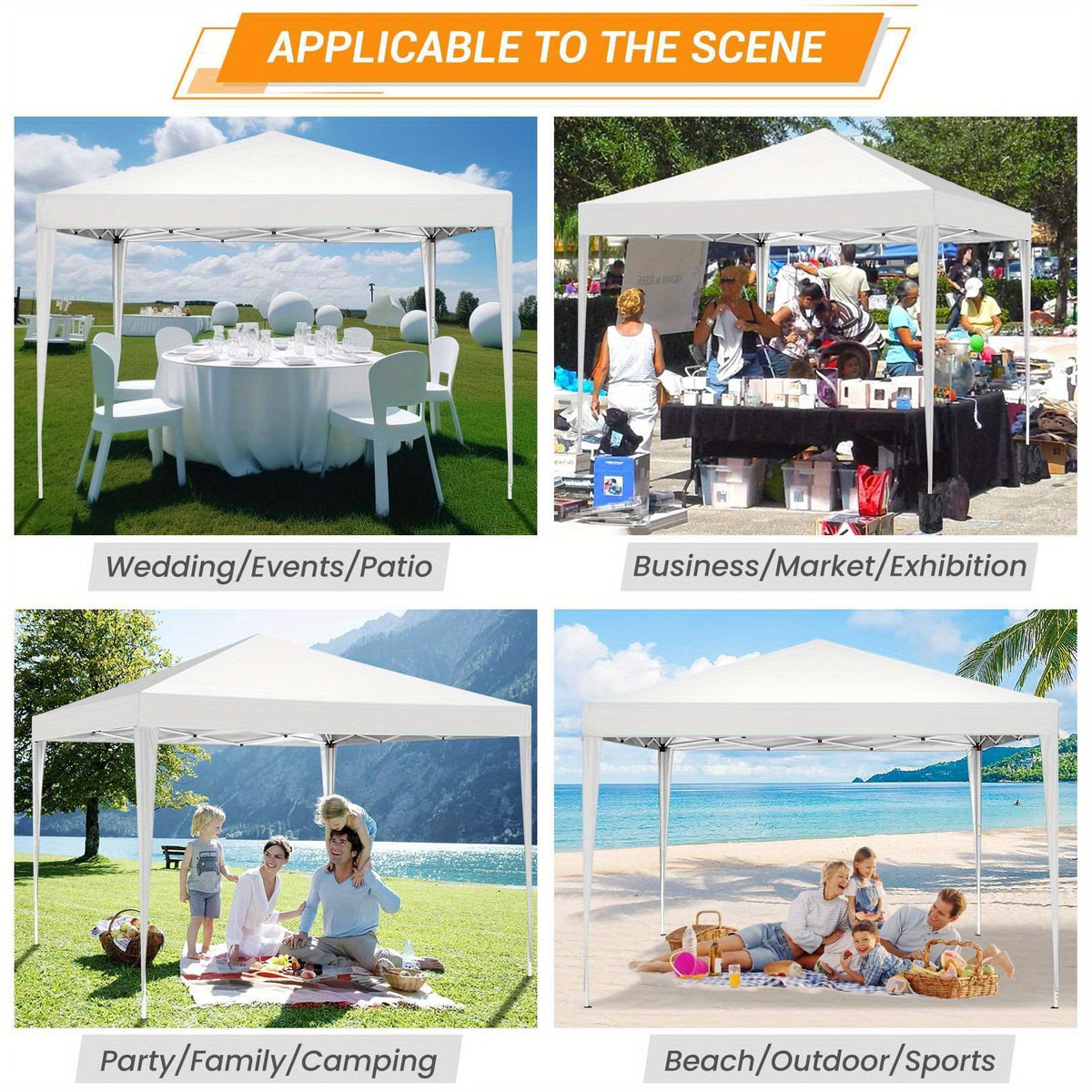 SANOPY 10x10ft Quick-setup Pop-up Tent | Fully Waterproof, Sunshade and UV Protection, Time-Saving and Portable, Perfect for Beach Enjoyment