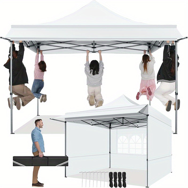 SANOPY 10x10ft Pop-up Awning with Side Wall, Heavy Duty Awning with Float, Commercial Event Tent, Easy to Set Up, Wind and Water Proof All Season, with Tote, Sun Protection