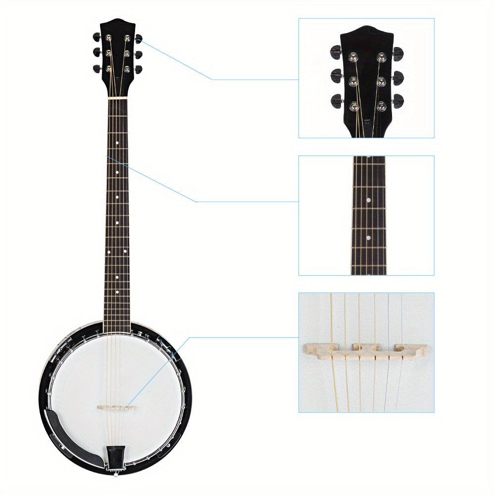 Grade Exquisite Professional Sapelli Notopleura Wood Alloy 6-string Banjo