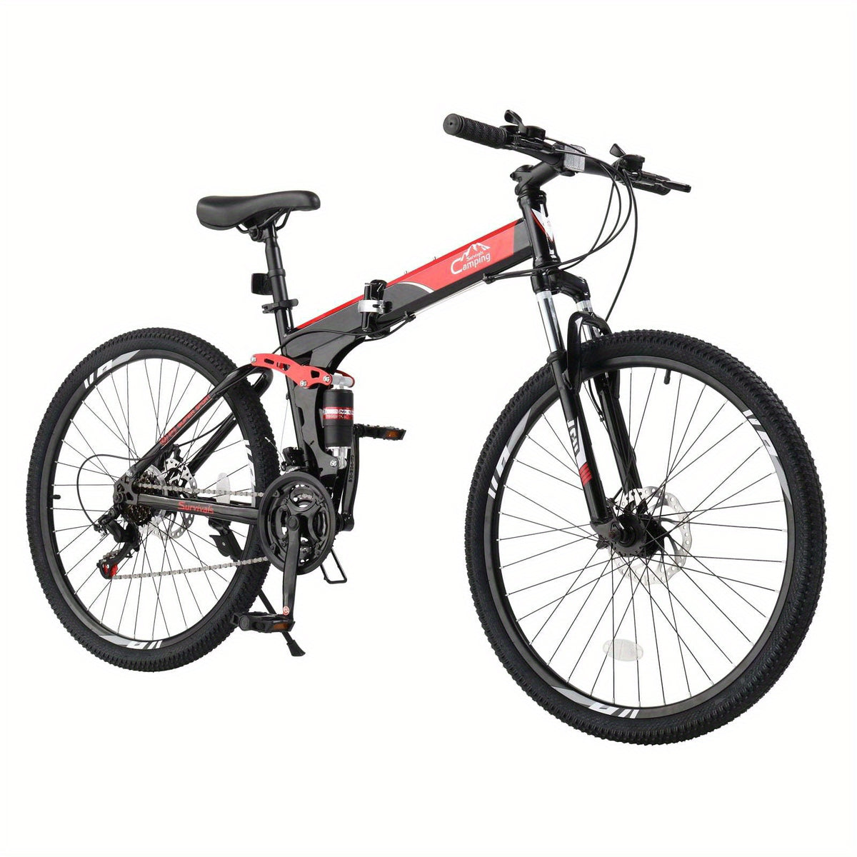Folding 21 Shimano Speed 26" Wheel Riding Mountain Bike, Steel Frame Trail Road Bicycle, for Men and Women