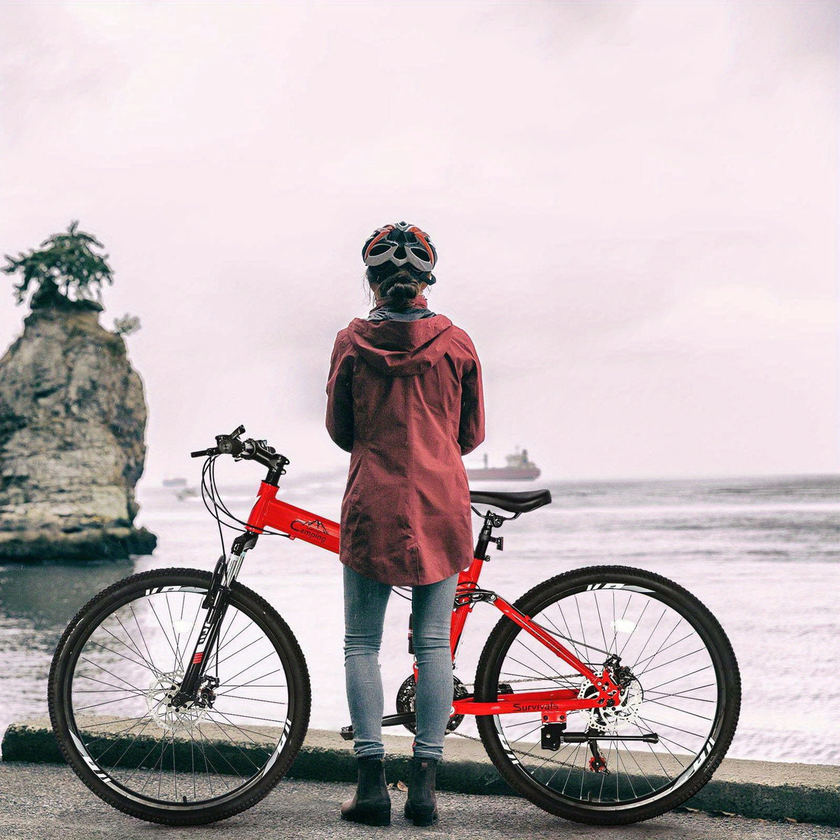 Folding 21 Shimano Speed 26" Wheel Riding Mountain Bike, Steel Frame Trail Road Bicycle, for Men and Women