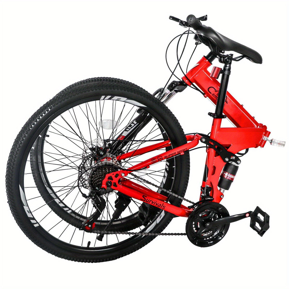 Folding 21 Shimano Speed 26" Wheel Riding Mountain Bike, Steel Frame Trail Road Bicycle, for Men and Women