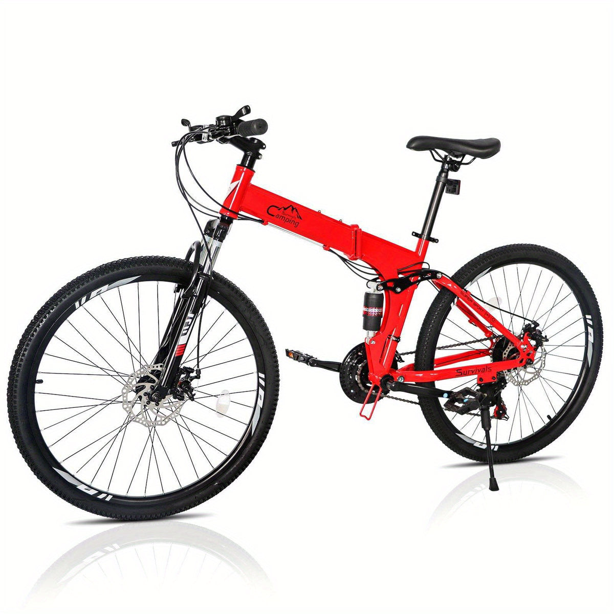 Folding 21 Shimano Speed 26" Wheel Riding Mountain Bike, Steel Frame Trail Road Bicycle, for Men and Women