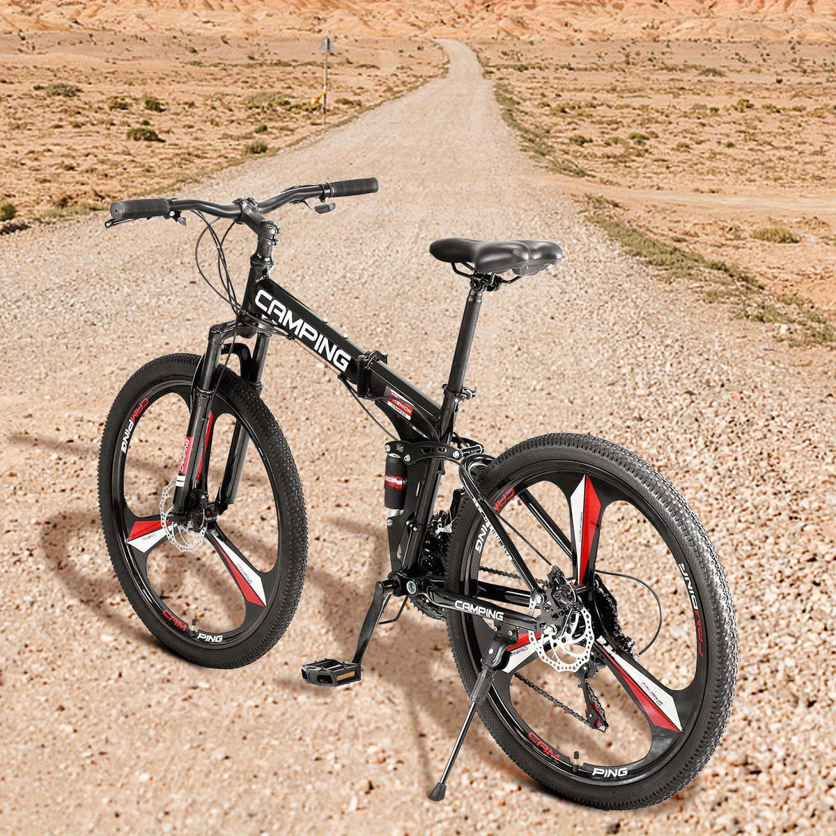 26-Inch Collapsible Mountain Bike, Shimano 21-Speed MTB Bicycle Designed for Adults