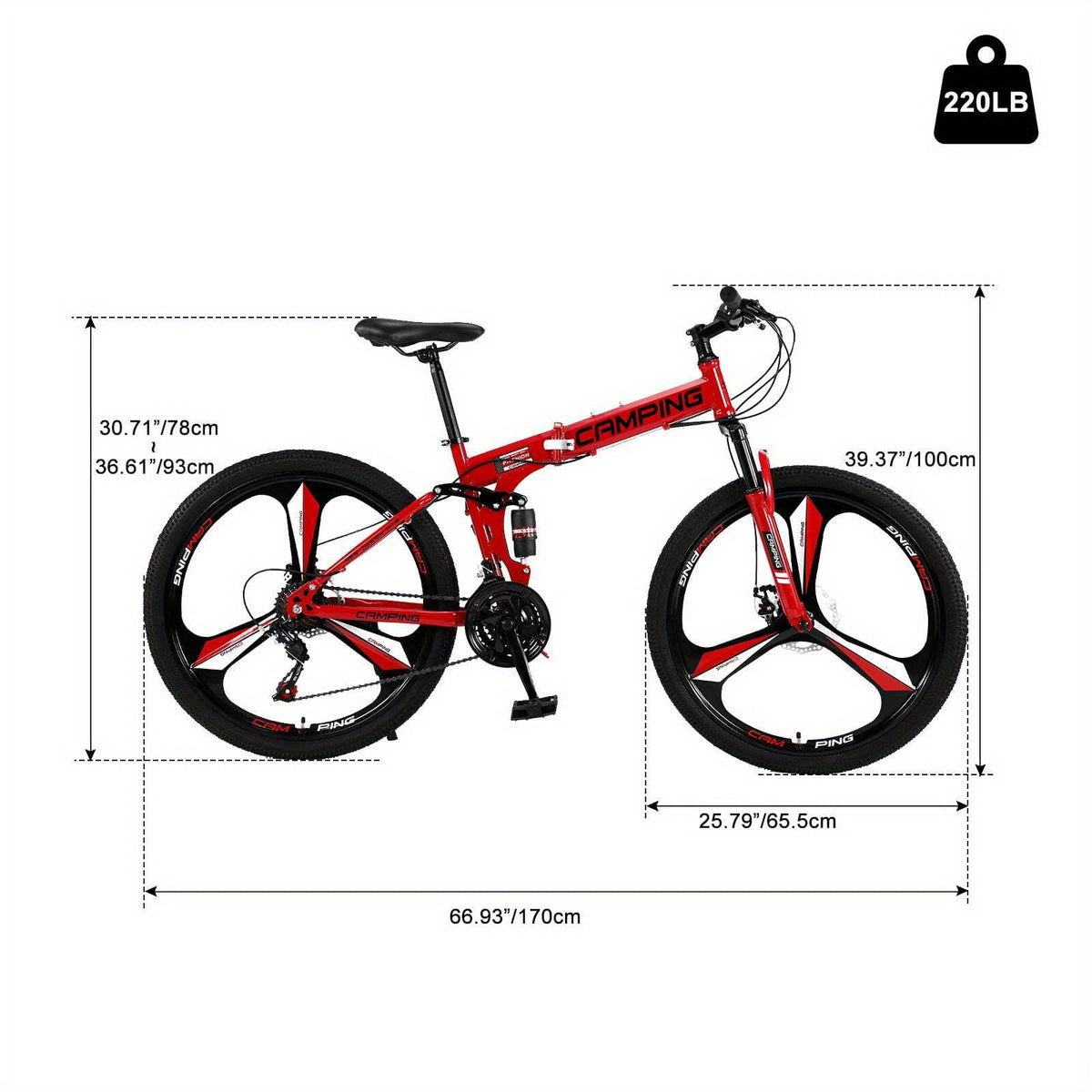 26-Inch Collapsible Mountain Bike, Shimano 21-Speed MTB Bicycle Designed for Adults