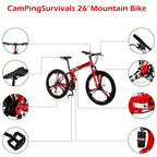 26-Inch Collapsible Mountain Bike, Shimano 21-Speed MTB Bicycle Designed for Adults
