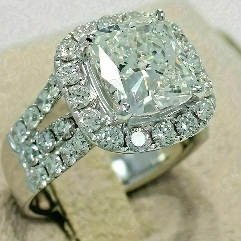 1pc 3.5Ct 9*9Mm S925 925 Silver moissanite Ring Luxury Gift for Men And Women Birthday Party Gift 18K Gold Plated