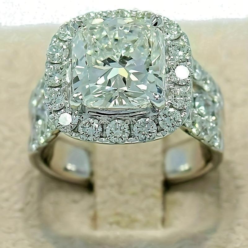 1pc 3.5Ct 9*9Mm S925 925 Silver moissanite Ring Luxury Gift for Men And Women Birthday Party Gift 18K Gold Plated