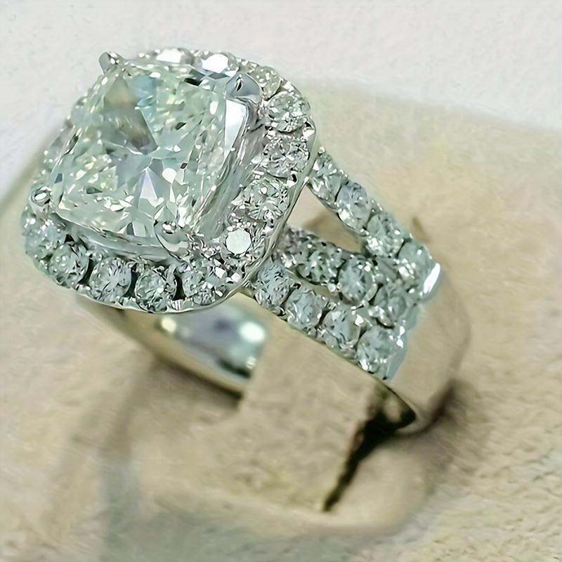 1pc 3.5Ct 9*9Mm S925 925 Silver moissanite Ring Luxury Gift for Men And Women Birthday Party Gift 18K Gold Plated