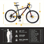 27.5in Mountain Bike 21 Speed for Adult with Disc Brakes & Suspension