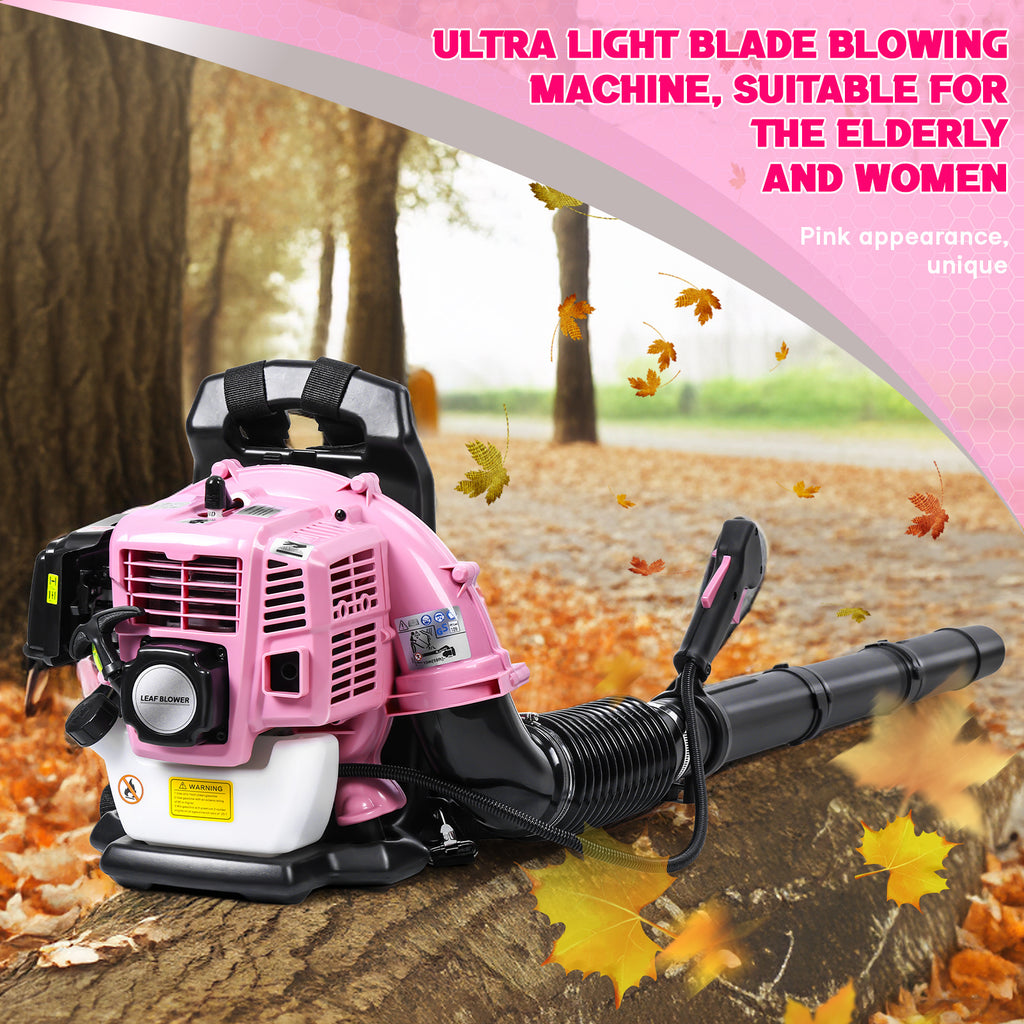 1pc Pink 52CC 2-Stroke Backpack Gas Leaf Blower, 550 CFM High Velocity Metal Blower for Lawn Care and Home Debris Removal, Manual Start, No Battery Required
