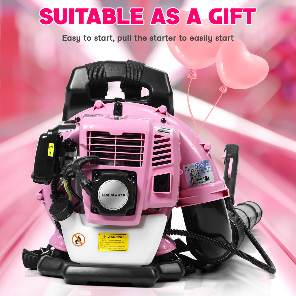 1pc Pink 52CC 2-Stroke Backpack Gas Leaf Blower, 550 CFM High Velocity Metal Blower for Lawn Care and Home Debris Removal, Manual Start, No Battery Required