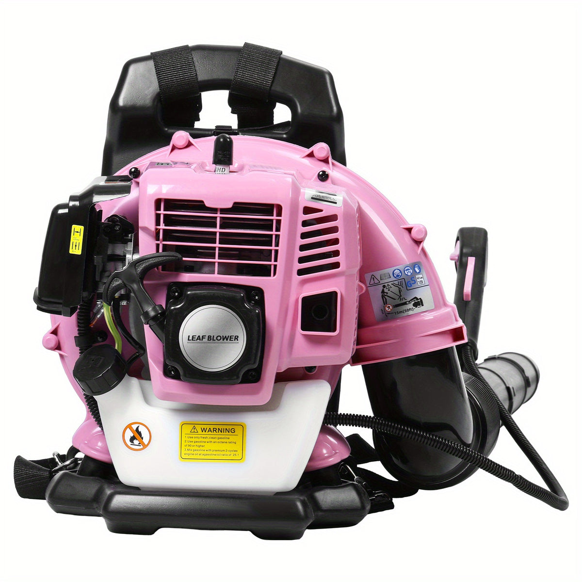 1pc Pink 52CC 2-Stroke Backpack Gas Leaf Blower, 550 CFM High Velocity Metal Blower for Lawn Care and Home Debris Removal, Manual Start, No Battery Required